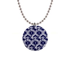 Blue Lace Decorative - Pattern 14th And 15th Century - Italy Vintage 1  Button Necklace by ConteMonfrey