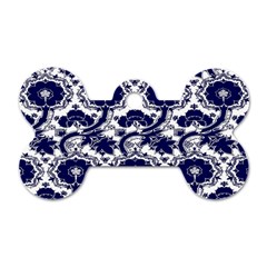 Blue Lace Decorative - Pattern 14th And 15th Century - Italy Vintage Dog Tag Bone (two Sides) by ConteMonfrey