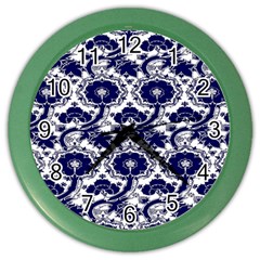 Blue Lace Decorative - Pattern 14th And 15th Century - Italy Vintage Color Wall Clock by ConteMonfrey