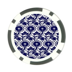 Blue Lace Decorative - Pattern 14th And 15th Century - Italy Vintage Poker Chip Card Guard by ConteMonfrey