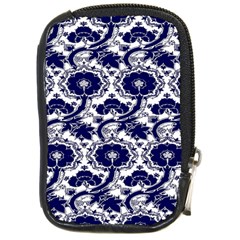 Blue Lace Decorative - Pattern 14th And 15th Century - Italy Vintage Compact Camera Leather Case by ConteMonfrey