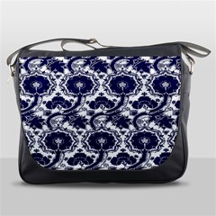 Blue Lace Decorative - Pattern 14th And 15th Century - Italy Vintage Messenger Bag by ConteMonfrey