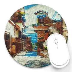 An Italian Neighborhood  Round Mousepads by ConteMonfrey