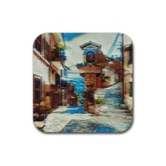 An Italian Neighborhood  Rubber Coaster (square) by ConteMonfrey