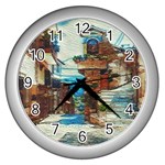 An Italian Neighborhood  Wall Clock (Silver) Front