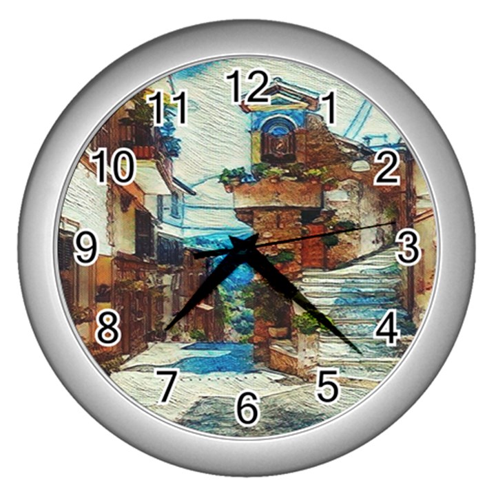 An Italian Neighborhood  Wall Clock (Silver)