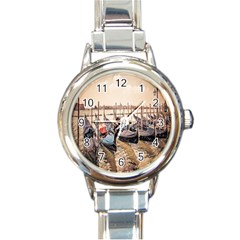 Black Several Boats - Colorful Italy  Round Italian Charm Watch by ConteMonfrey