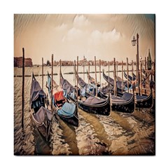 Black Several Boats - Colorful Italy  Tile Coaster by ConteMonfrey