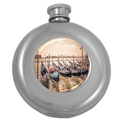 Black Several Boats - Colorful Italy  Round Hip Flask (5 Oz) by ConteMonfrey