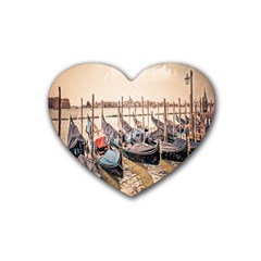 Black Several Boats - Colorful Italy  Rubber Heart Coaster (4 Pack) by ConteMonfrey