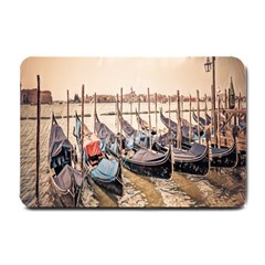 Black Several Boats - Colorful Italy  Small Doormat  by ConteMonfrey