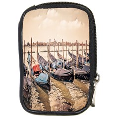 Black Several Boats - Colorful Italy  Compact Camera Leather Case by ConteMonfrey