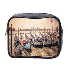 Black Several Boats - Colorful Italy  Mini Toiletries Bag (two Sides) by ConteMonfrey