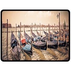 Black Several Boats - Colorful Italy  Fleece Blanket (large)  by ConteMonfrey