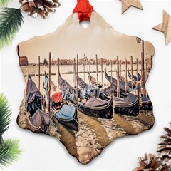 Black Several Boats - Colorful Italy  Ornament (snowflake) by ConteMonfrey