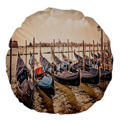 Black Several Boats - Colorful Italy  Large 18  Premium Round Cushions by ConteMonfrey