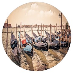 Black Several Boats - Colorful Italy  Round Trivet by ConteMonfrey