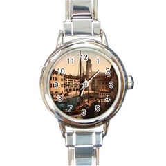  The Harbor, Riva, Lake Garda, Italy 1890-1900 Round Italian Charm Watch by ConteMonfrey