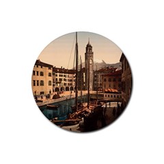  The Harbor, Riva, Lake Garda, Italy 1890-1900 Rubber Coaster (round) by ConteMonfrey