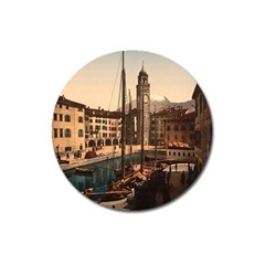  The Harbor, Riva, Lake Garda, Italy 1890-1900 Magnet 3  (round) by ConteMonfrey