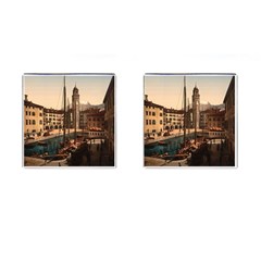  The Harbor, Riva, Lake Garda, Italy 1890-1900 Cufflinks (square) by ConteMonfrey