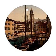  The Harbor, Riva, Lake Garda, Italy 1890-1900 Round Ornament (two Sides) by ConteMonfrey