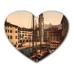  The Harbor, Riva, Lake Garda, Italy 1890-1900 Heart Mousepads by ConteMonfrey