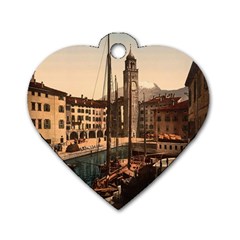  The Harbor, Riva, Lake Garda, Italy 1890-1900 Dog Tag Heart (two Sides) by ConteMonfrey