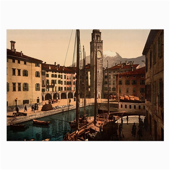  The Harbor, Riva, Lake Garda, Italy 1890-1900 Large Glasses Cloth