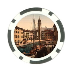  The Harbor, Riva, Lake Garda, Italy 1890-1900 Poker Chip Card Guard by ConteMonfrey