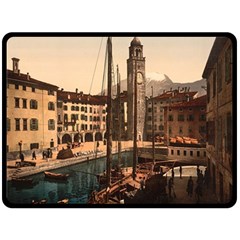  The Harbor, Riva, Lake Garda, Italy 1890-1900 Fleece Blanket (large)  by ConteMonfrey