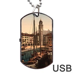  The Harbor, Riva, Lake Garda, Italy 1890-1900 Dog Tag Usb Flash (one Side) by ConteMonfrey