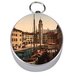  The Harbor, Riva, Lake Garda, Italy 1890-1900 Silver Compasses by ConteMonfrey