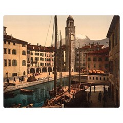  The Harbor, Riva, Lake Garda, Italy 1890-1900 Double Sided Flano Blanket (medium) 