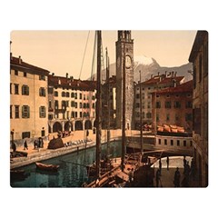  The Harbor, Riva, Lake Garda, Italy 1890-1900 Double Sided Flano Blanket (large)  by ConteMonfrey