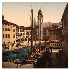 The Harbor, Riva, Lake Garda, Italy 1890-1900 2 Background Brown Square Satin Scarf (36  X 36 ) by ConteMonfrey