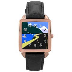 Air Pollution Retro Vintage Rose Gold Leather Watch 