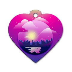 Landscape Illustration Illustrator Dog Tag Heart (one Side) by Wegoenart