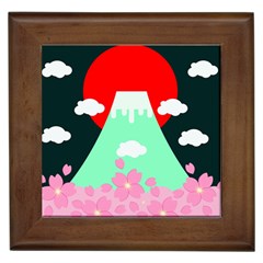 Mount Fuji Japan Landscape Volcano Framed Tile by Wegoenart