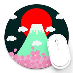 Mount Fuji Japan Landscape Volcano Round Mousepads by Wegoenart