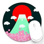 Mount Fuji Japan Landscape Volcano Round Mousepads Front