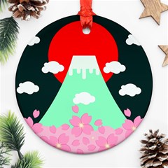 Mount Fuji Japan Landscape Volcano Ornament (round) by Wegoenart