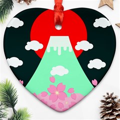 Mount Fuji Japan Landscape Volcano Ornament (heart) by Wegoenart