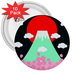 Mount Fuji Japan Landscape Volcano 3  Buttons (10 Pack)  by Wegoenart