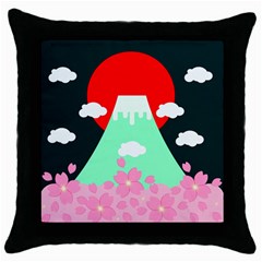 Mount Fuji Japan Landscape Volcano Throw Pillow Case (black) by Wegoenart