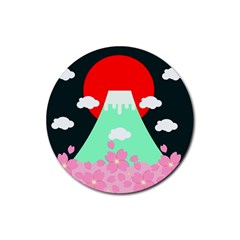 Mount Fuji Japan Landscape Volcano Rubber Coaster (round) by Wegoenart