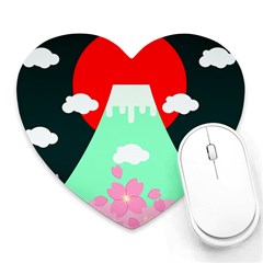 Mount Fuji Japan Landscape Volcano Heart Mousepads by Wegoenart