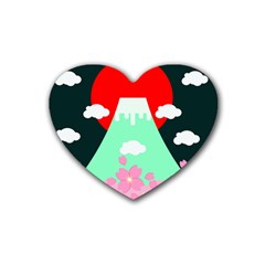 Mount Fuji Japan Landscape Volcano Rubber Coaster (heart) by Wegoenart