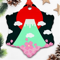 Mount Fuji Japan Landscape Volcano Ornament (snowflake) by Wegoenart