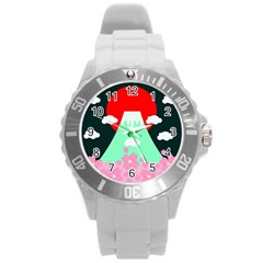 Mount Fuji Japan Landscape Volcano Round Plastic Sport Watch (l) by Wegoenart